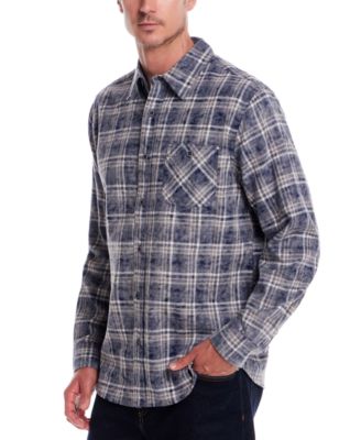 Men's Long Sleeve Distressed Flannel Button-Front Shirt