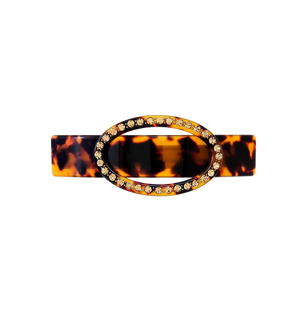 Rhinestone Belt Style Hair Barrette - Dark tortoise