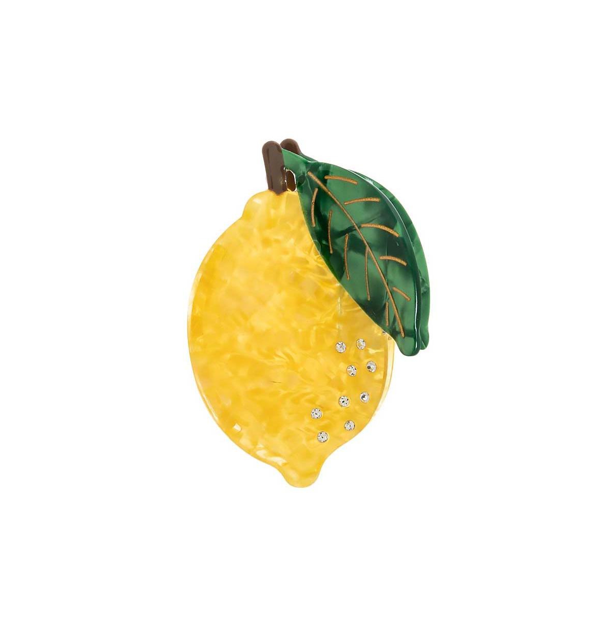 Rhinestone Accented Lemon Claw Clip By Adina Eden - Yellow