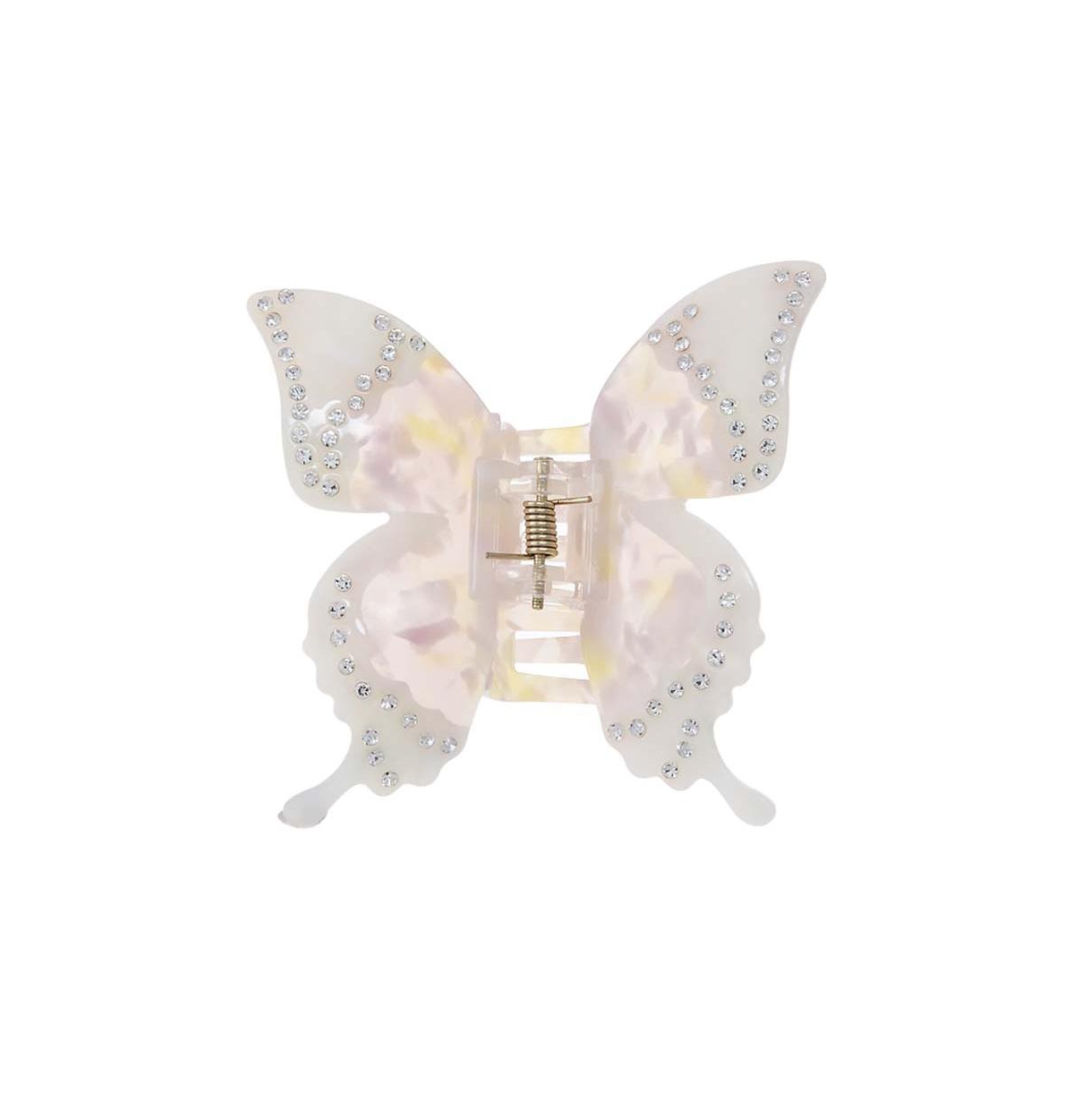 Rhinestone Butterfly Hair Claw Clip By Adina Eden - Cream