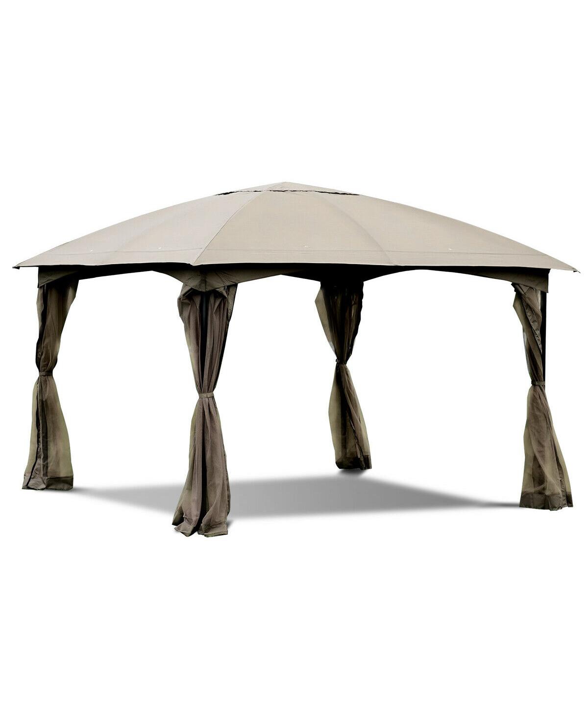 11.5FT Patio Gazebo Canopy Tent Wedding Party Shelter Awning Mosquito Netting - Medium beige