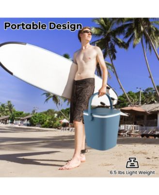 3-in-1 Portable Cooler Bar Table with Bottle Opener and Lift Top Lid for Camping Poolside