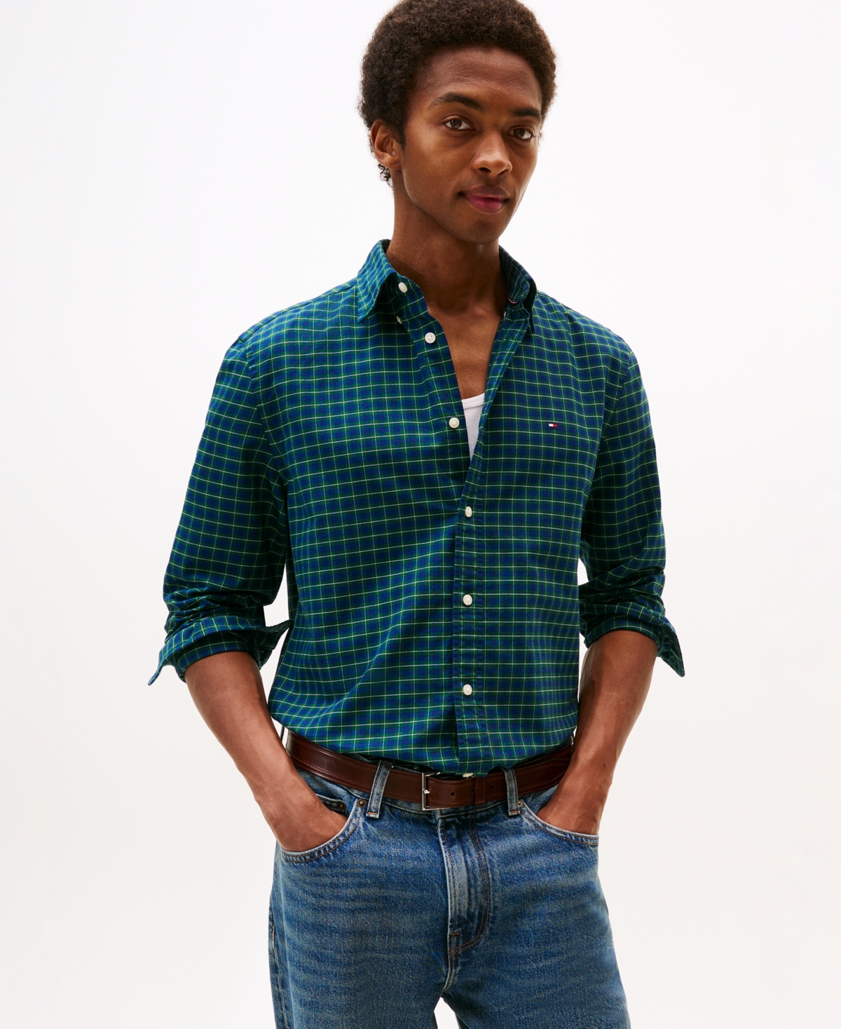 Tommy Hilfiger Men's Heritage Oxford Seasonal Check Long Sleeve Shirt