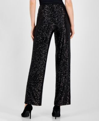 Women's Sequin High-Rise Wide-Leg Pants