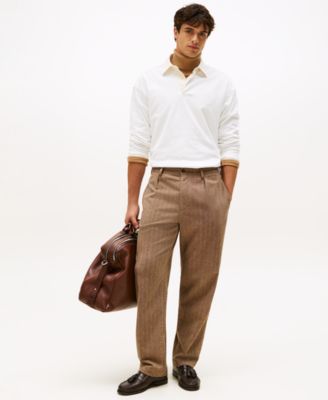 Men's Logo Crest Solid Rugby Sweater