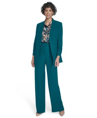 Women's Heavy Open-Front Ruched-Sleeve Blazer 