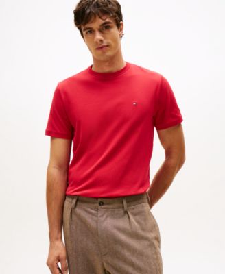 Men's Red, White & Blue Pique Textured T-Shirt