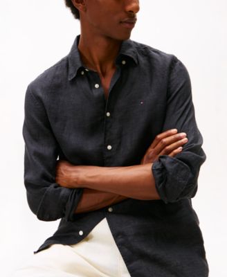 Men's Button-Down Linen Long Sleeve Shirt