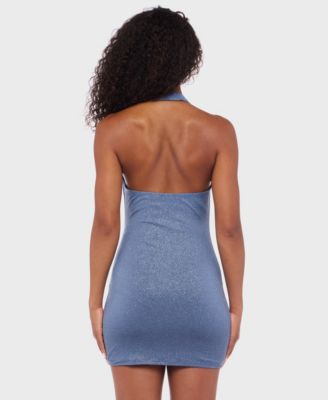 Juniors' Cowlneck Glitter Bodycon Dress