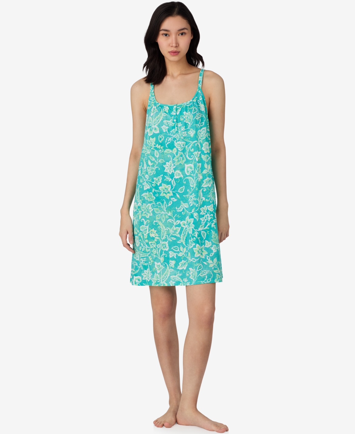 Ralph Lauren Women's Double Strap Short Nightgown In Blue