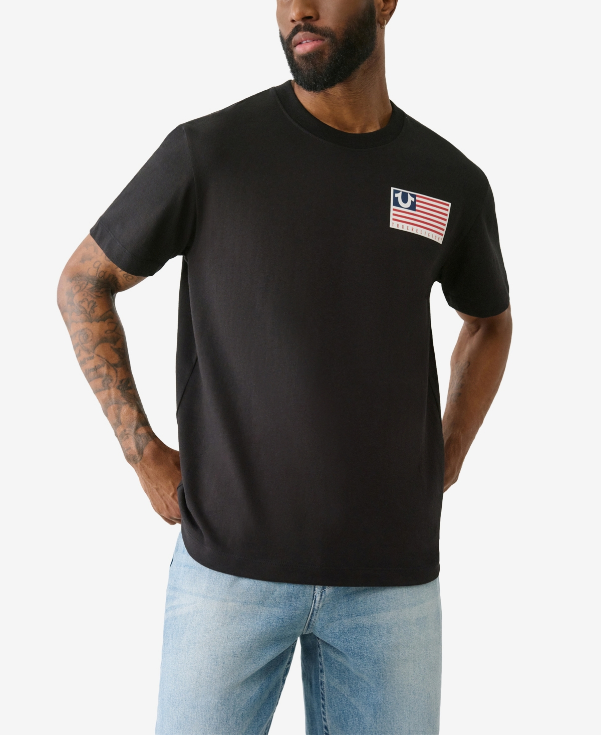 Men's Short Sleeve Horseshoe Flag T-Shirt - Molten lava