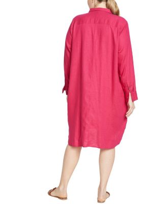 Womens Plus Seaside Linen Shirtdress