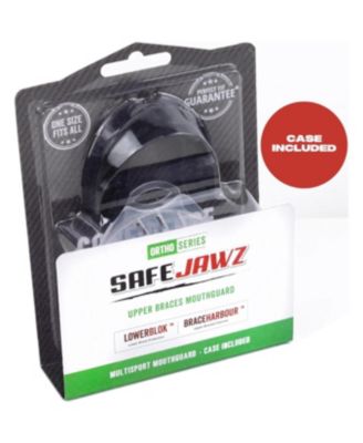 ORTHO Sports Mouth Guard for Braces with Case and Disinfectant Spray Bundle Kit for Basketball, Football, MMA, Hockey, Wrestling - Black Fang