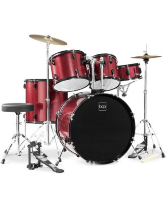 5-Piece Beginner Drum Set w/ Snare, Bass, Toms, Cymbal, Hi-Hat, Sticks, Drum Pedal