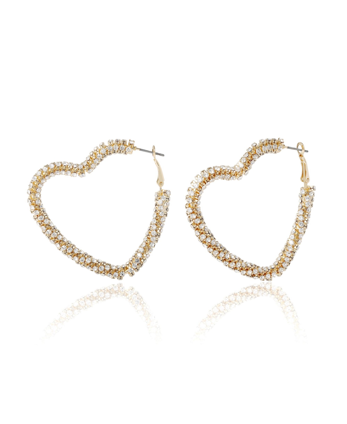 Crystal Heart Hoop Earrings - Gold