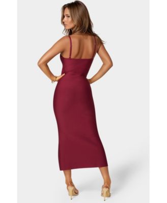 Women's Fringe Inset Bandage Midi Dress