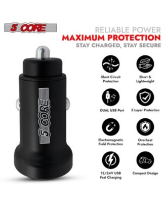 USB Car Charger Cigarette Lighter Adapter Dual USB Port Adapter 12/24 V Fast Charging