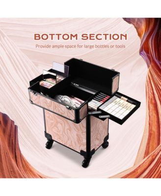 Folding Manicure Table Nail Desk & Rolling Makeup Train Case CB Dusk