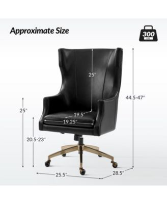 Heeg 47'' H Genuine Leather Swivel Adjustable Height Tilting Executive Chair with High Backrest