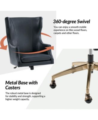Heeg 47'' H Genuine Leather Swivel Adjustable Height Tilting Executive Chair with High Backrest