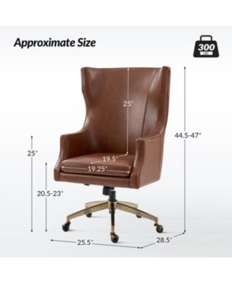 Heeg 47'' H Genuine Leather Swivel Adjustable Height Tilting Executive Chair with High Backrest