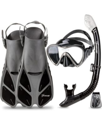 Aviator Snorkeling Set: Single Window Mask, Snorkel, Fins & Bag - Dodger Blue L/XL