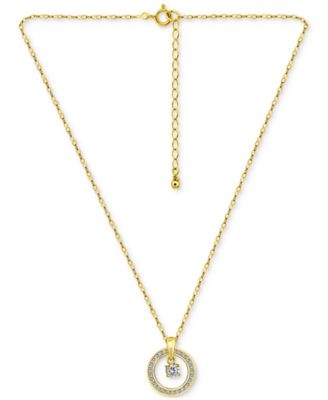 Cubic Zirconia Orbital Halo Pendant Necklace, 16" + 2" extender, Macy's Exclusive 