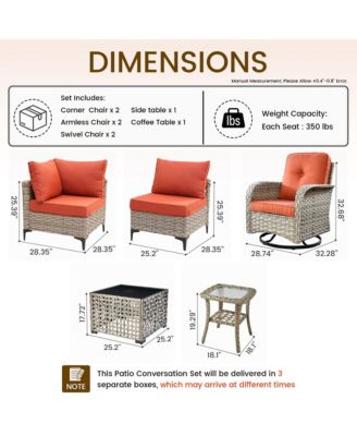 Outdoor Patio Furniture Set,8 Pieces Rattan Outdoor Sectional Cozy Sofa,Patio Conversation Sets with Swivel Chairs and Solar Coffee Table
