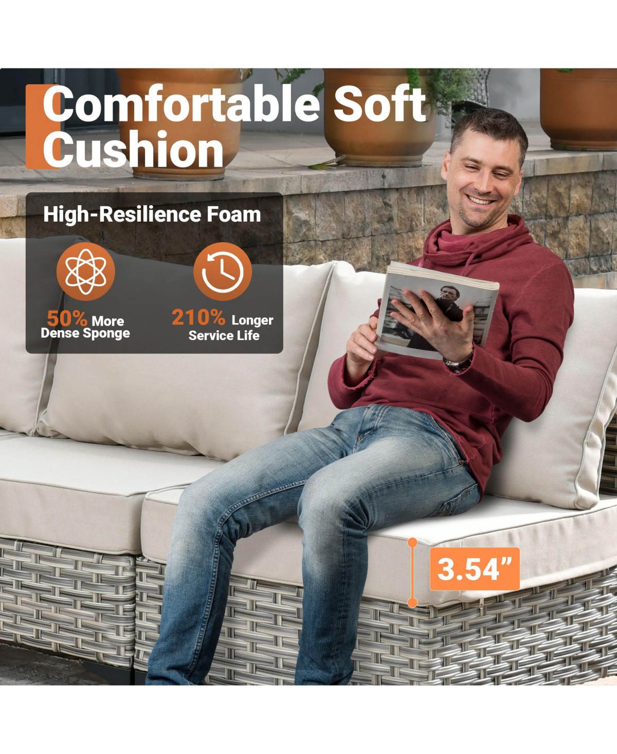 Xizzi Outdoor Patio Furniture Set,8 Pieces Rattan Sectional Cozy Sofa,Patio Conversation Sets with Swivel Chairs and Solar Coffee Table