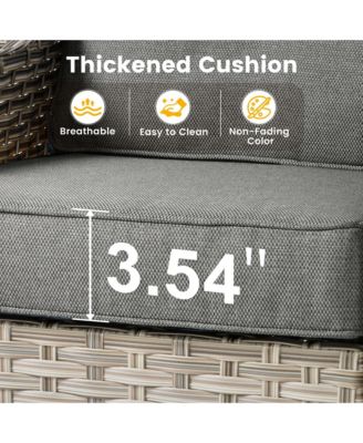 Outdoor Patio Furniture Set,8 Pieces Rattan Outdoor Sectional Cozy Sofa,Patio Conversation Sets with Swivel Chairs and Solar Coffee Table