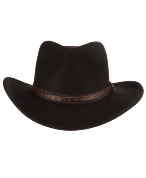 Мужской головной убор Scala Wool Felt Outback Overlay Hat, цвет: Чёрный