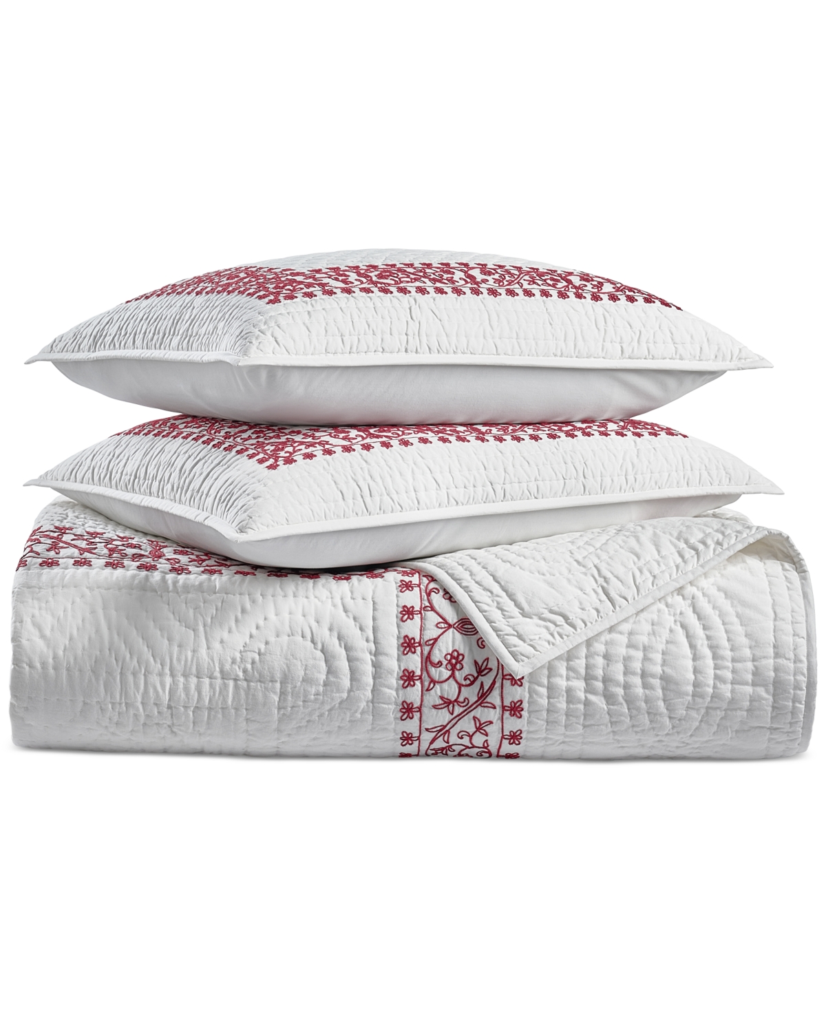 Charter Club Garland Embroidery 3-Pc. Quilt Set, Full/Queen, Macy's Exclusive