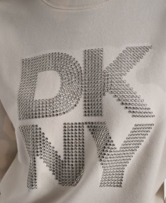 Women's Rhinestone Logo Cotton Crewneck Sweatshirt