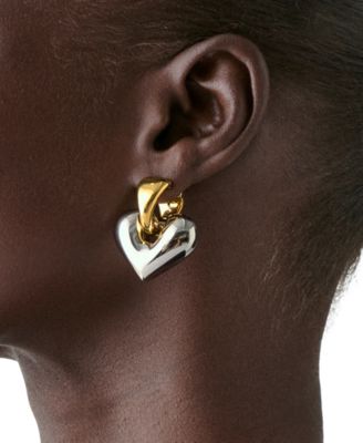 Two-Tone Sculpted Spade Drop Earrings