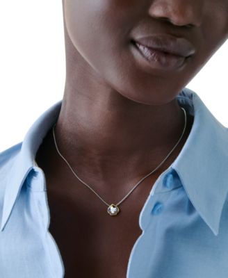 Two-Tone Sculpted Spade Mini Pendant Necklace