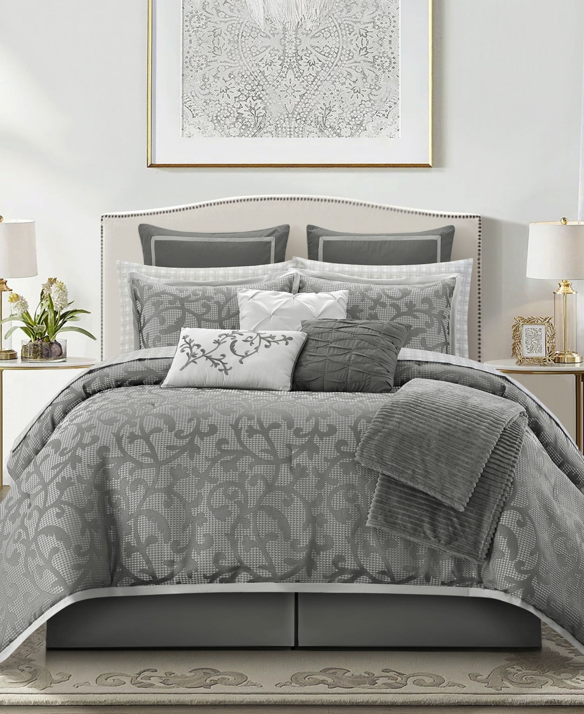 Stratford Park Johnella Paisley 14-pc. Comforter Set, California King In Gray