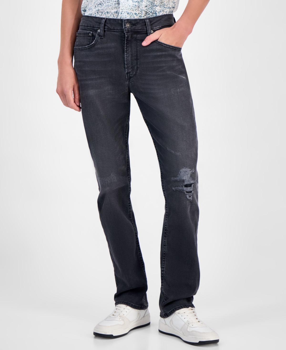 Guess Mateo Regular Straight Fit Dark Wash Jeans In Black