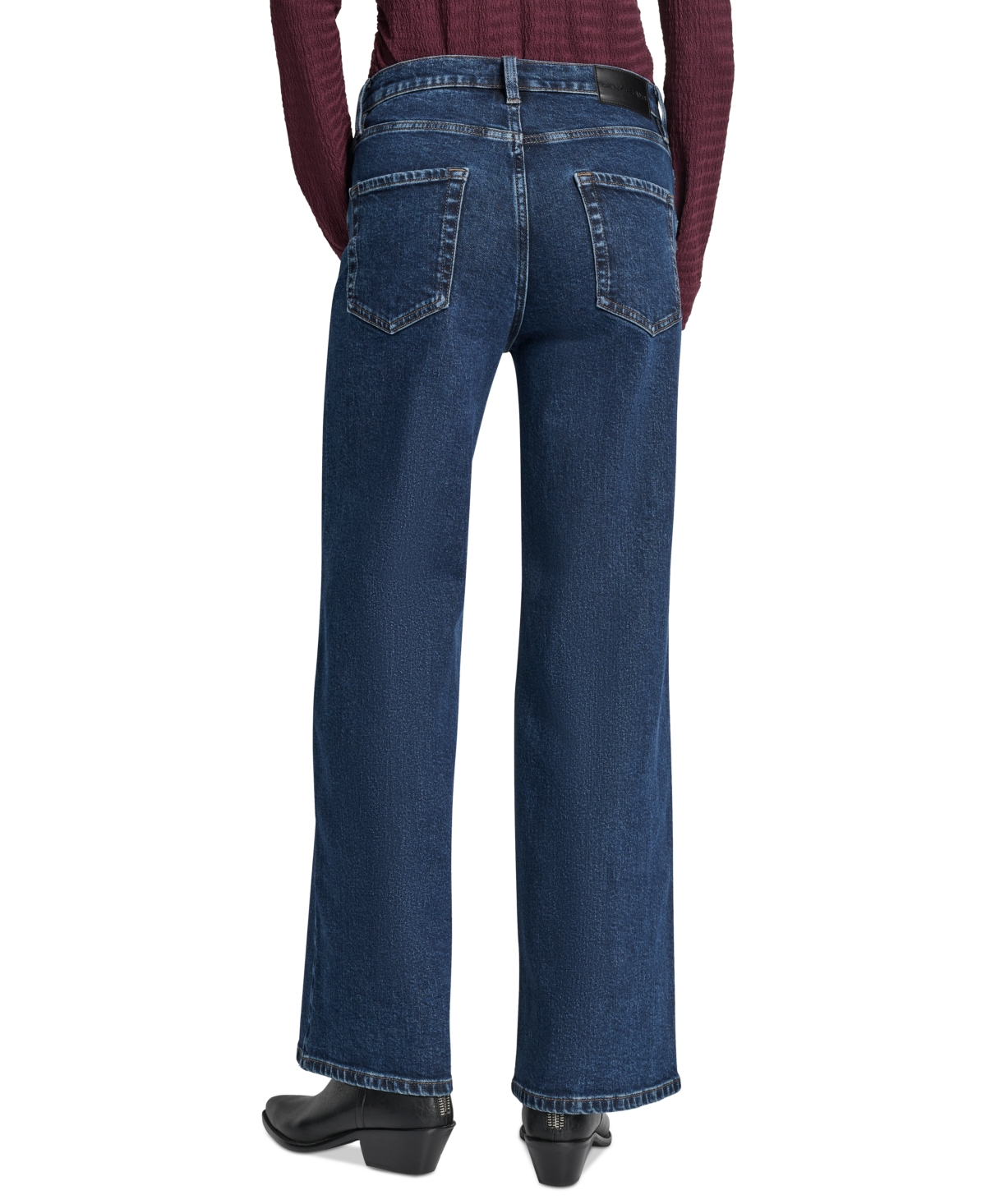 Dkny Jeans Women's Textured Collared Button-front Blouse In Blue