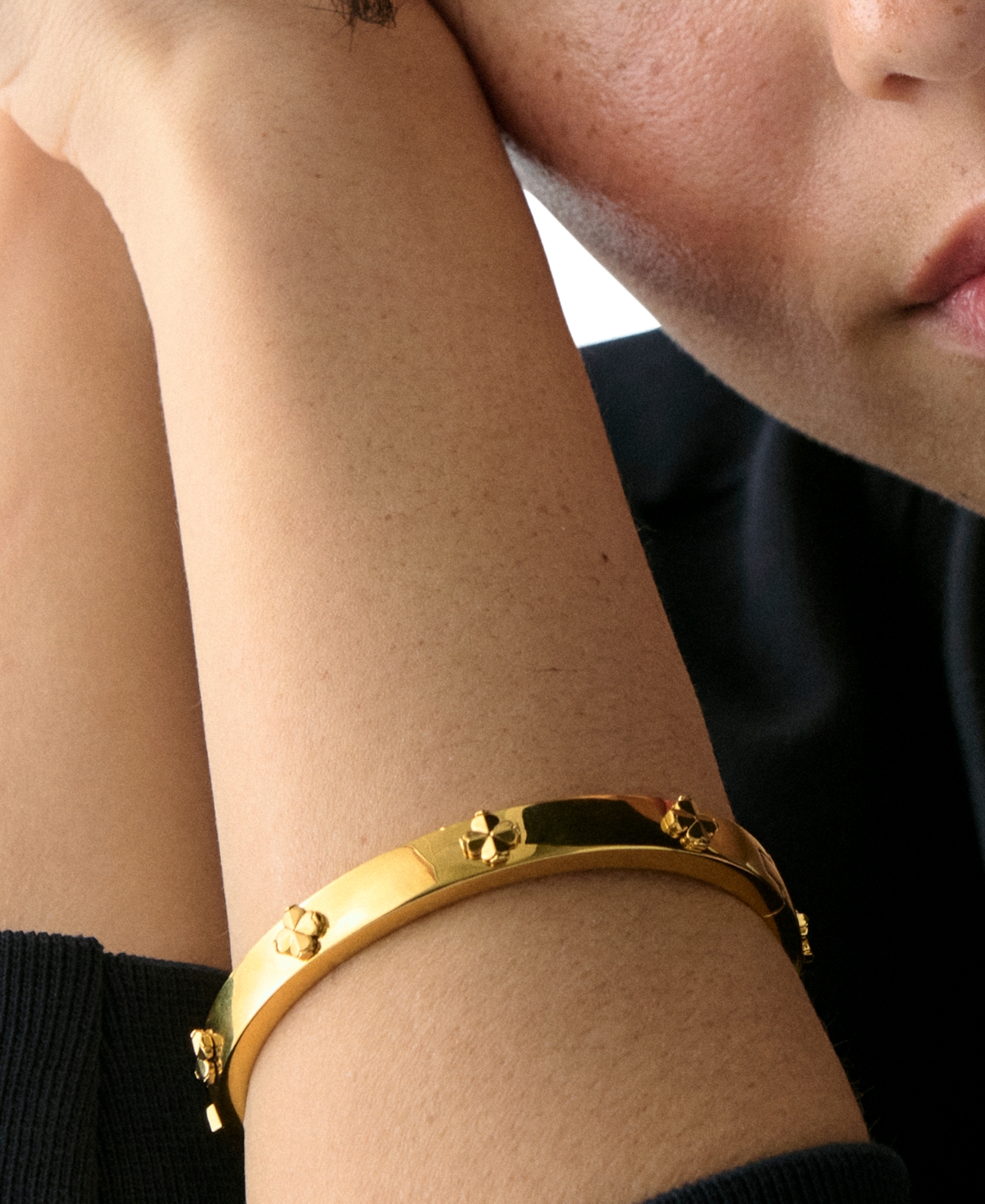 Kate Spade New York Spade Flower Hinge Bangle Bracelet In Gold