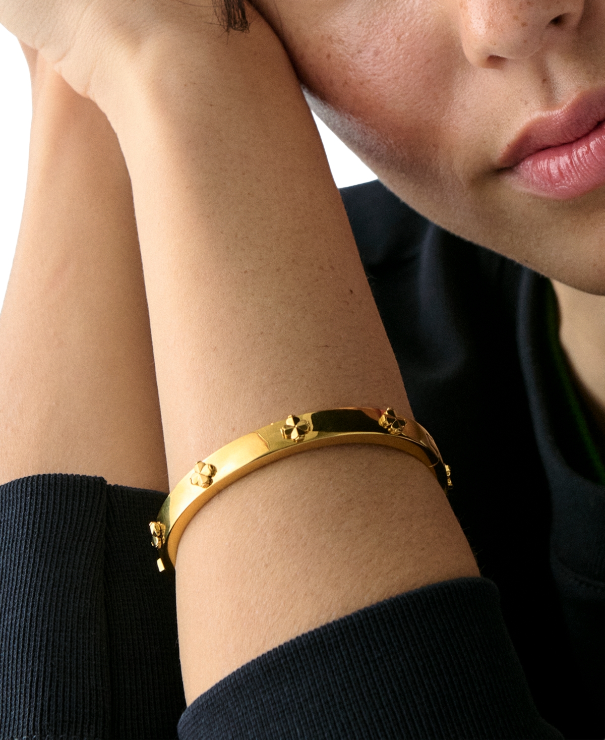 Kate Spade New York Spade Flower Hinge Bangle Bracelet In Gold