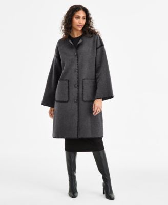Petite Button-Front Scarf Coat