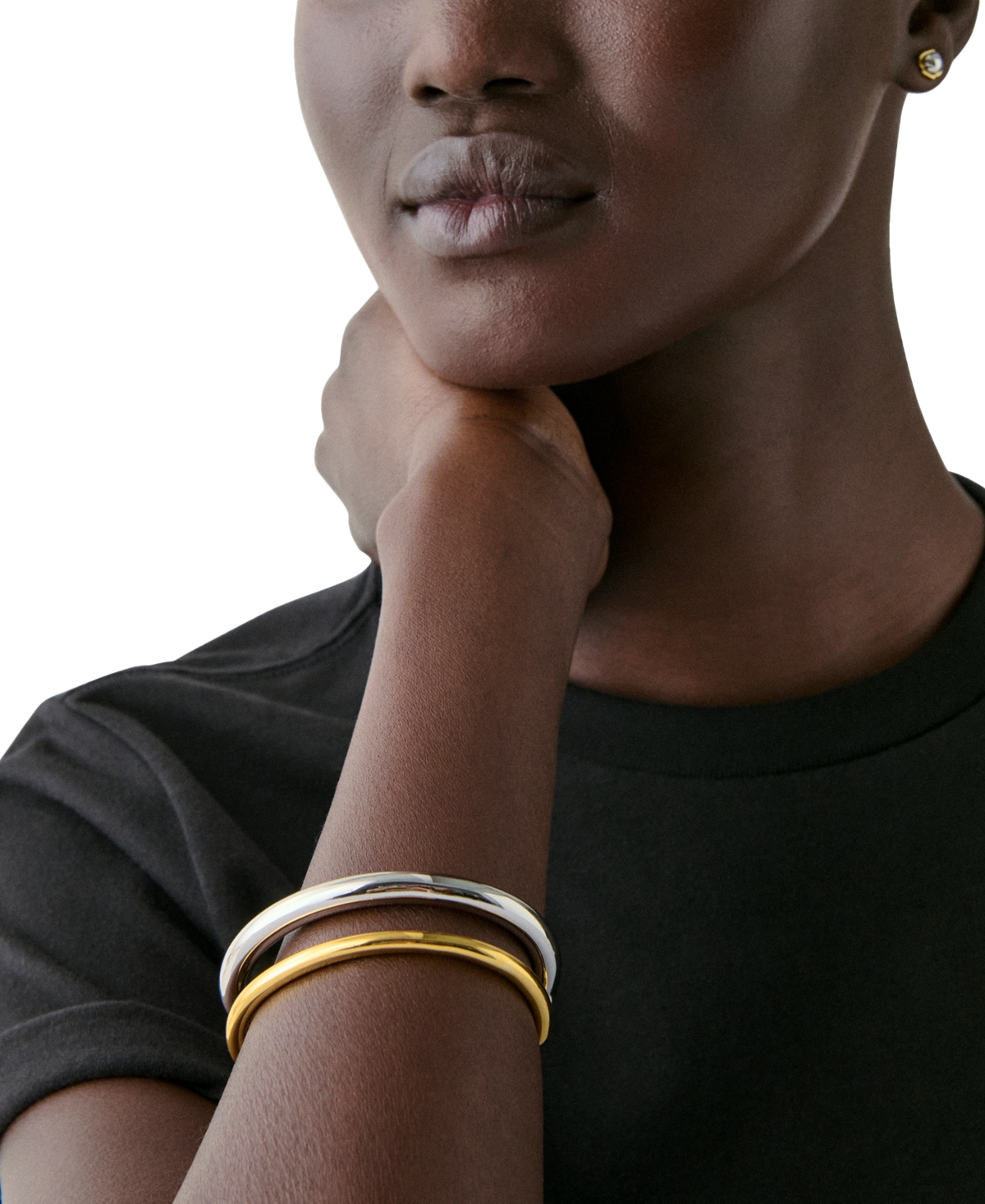 Kate Spade Two-tone Interlock Cuff Bracelet In Gold