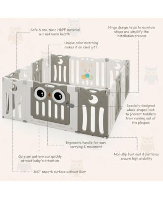 14-Panel Baby Playpen Kids Activity Center Foldable Play Yard w/ Lock Door
