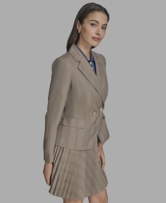 Women's Plaid Notched Collar Blazer
