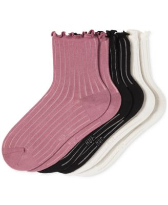 Hue - Women's 3-Pk. Sheer Ribbed Anklet Socks