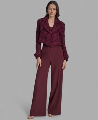 Women's Cropped Tweed Trench Jacket 