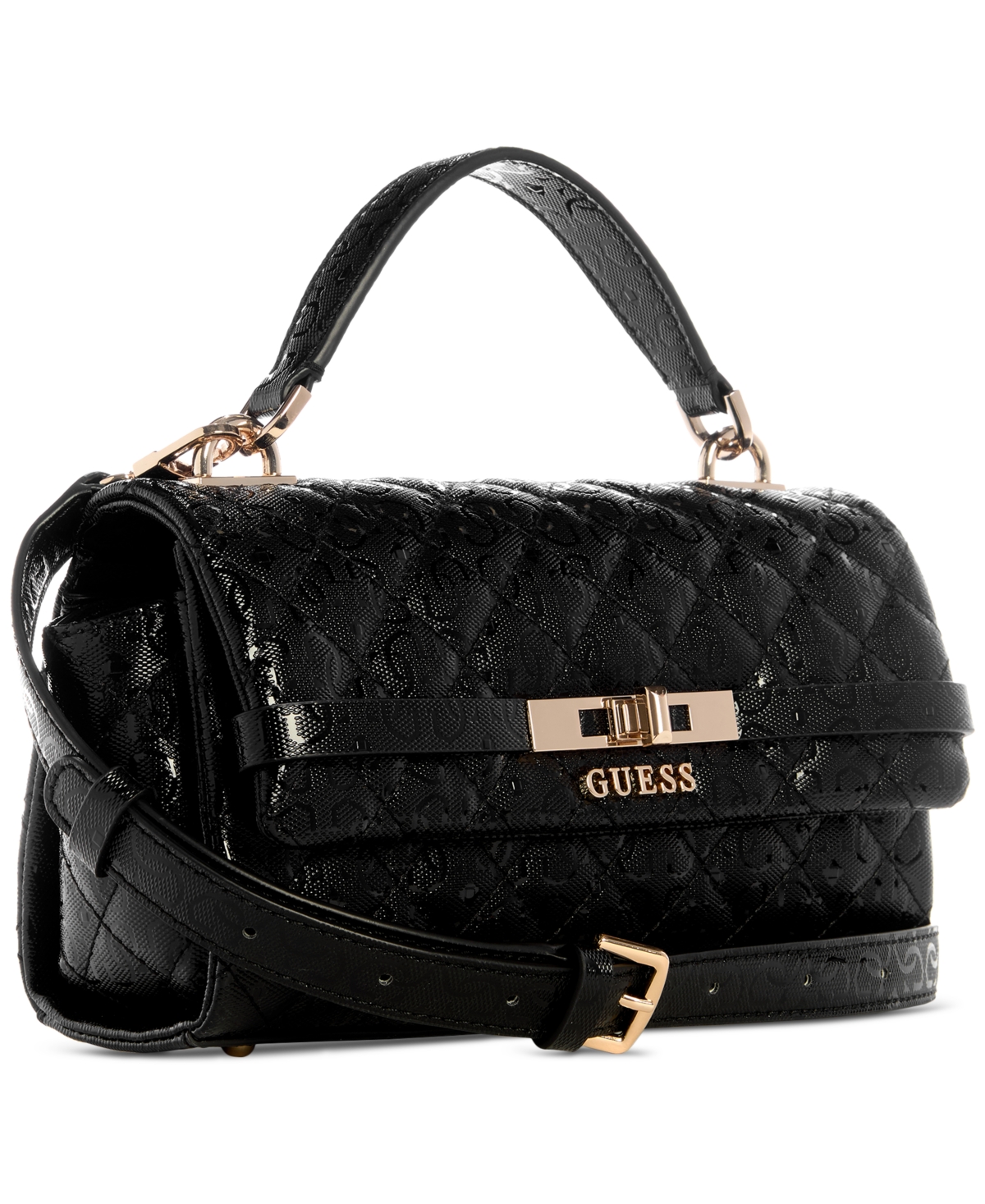 Guess Idra Small Top Handle Quilted Flap Crossbody Bag In Black