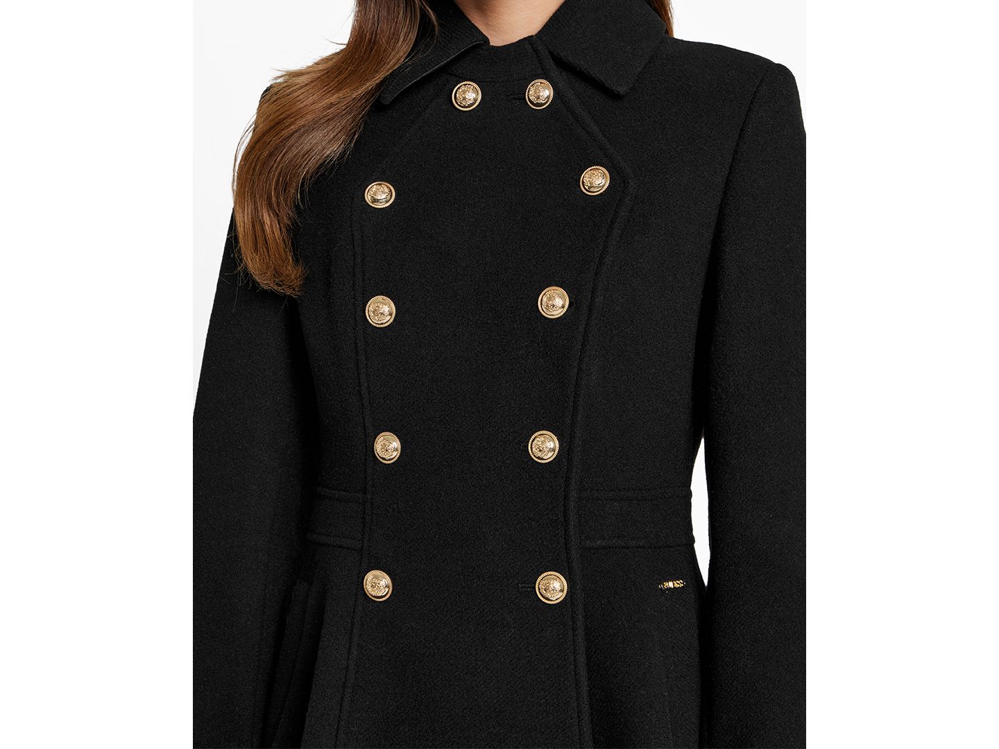 Женское пальто GUESS Double-Breasted Skirted Coat, Created for Macy's, цвет: Чёрный — фото 4