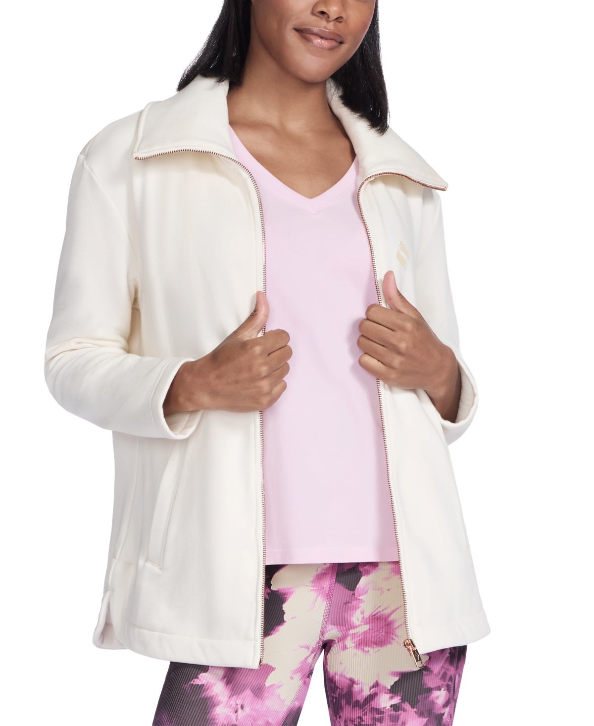 Skechers Go Snuggle Tunic Fullzip Jacket In White