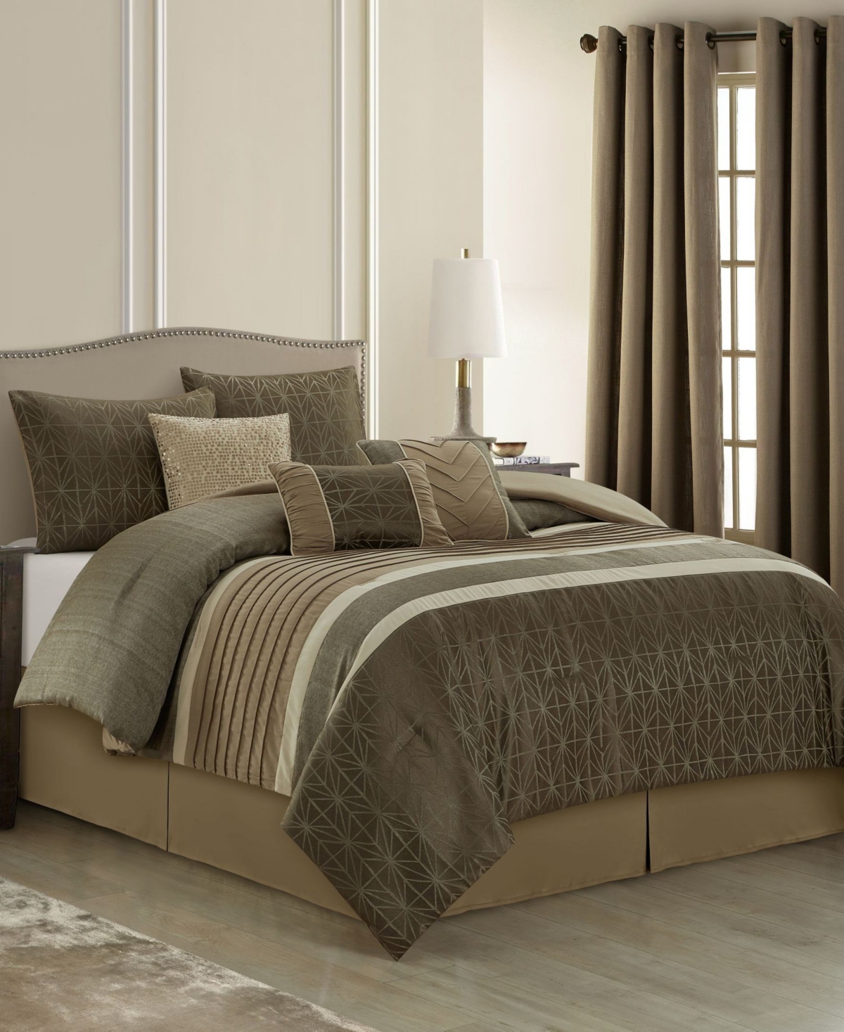 Stratford Park Trinity Geometric 9-pc. Comforter Set, California King In Brown